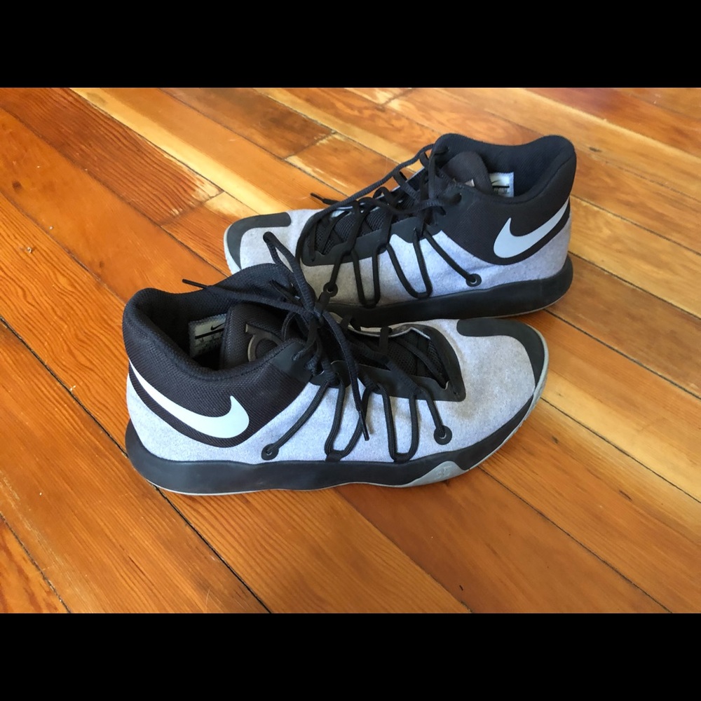 Gray and black KD high top